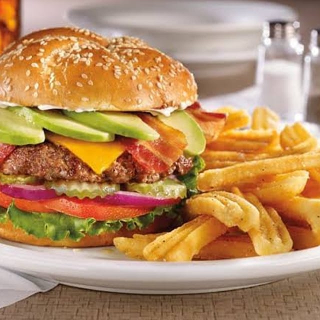Bacon Avocado Cheese Burger.