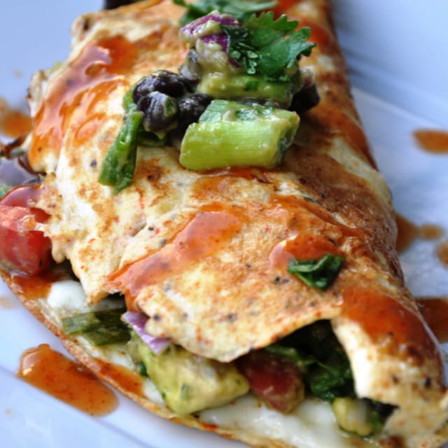 Avocado & Black Bean Omelette.