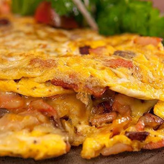 Bacon & Mashed Potato Omelette.
