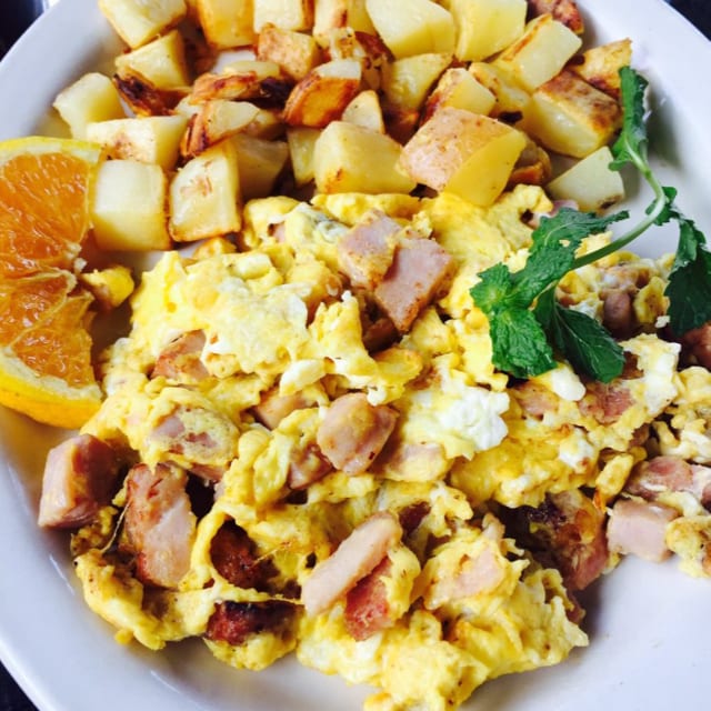 Minced Ham & Scrambled Eggs.